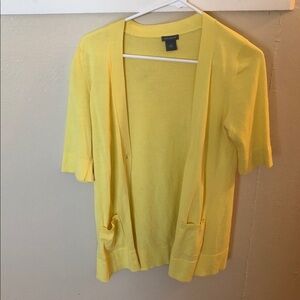 Ann Taylor Lemon Knit Short Sleeve Cardigan